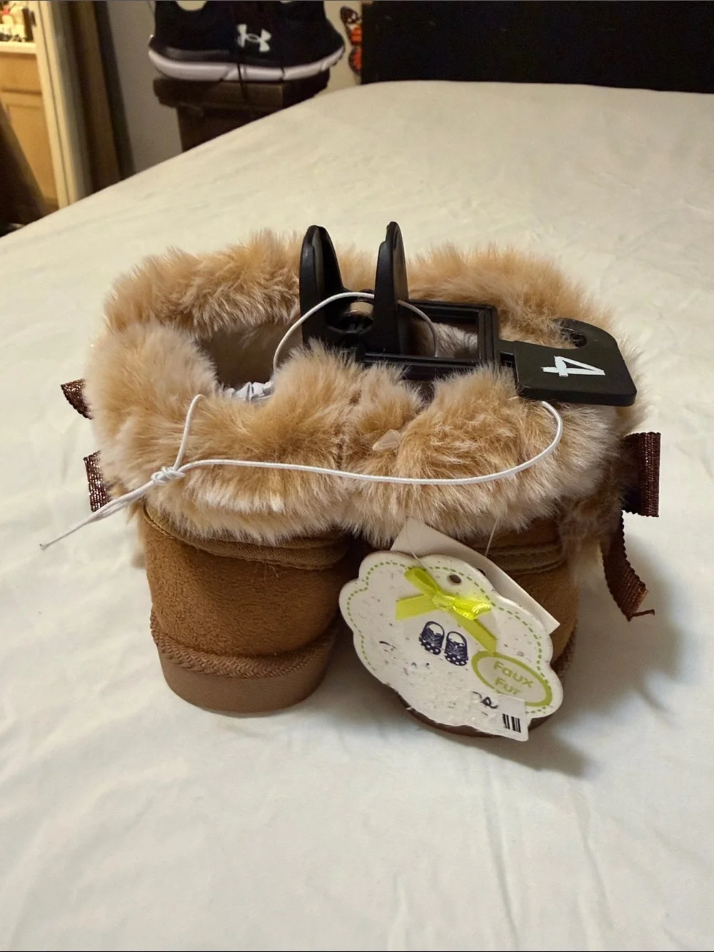 First Impressions Chestnut Brown Faux-Fur Kids Booties